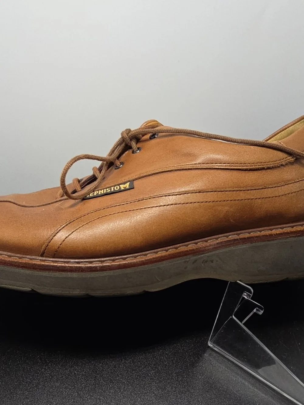 Mephisto Abel Leather Walking Shoes Mens Sz 9 Brown Shock Absorbing Sole